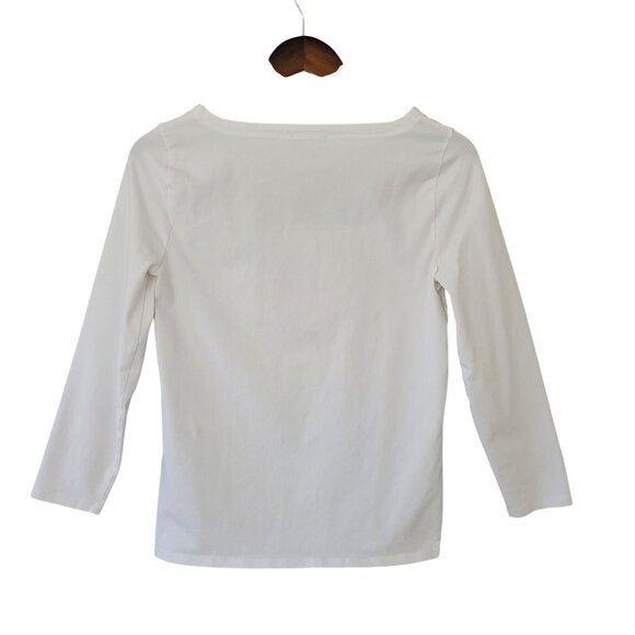 J.Crew Square Neck T-Shirt Top Womens Size S White 3/4 Sleeve Super Stretchy - Picture 2 of 6